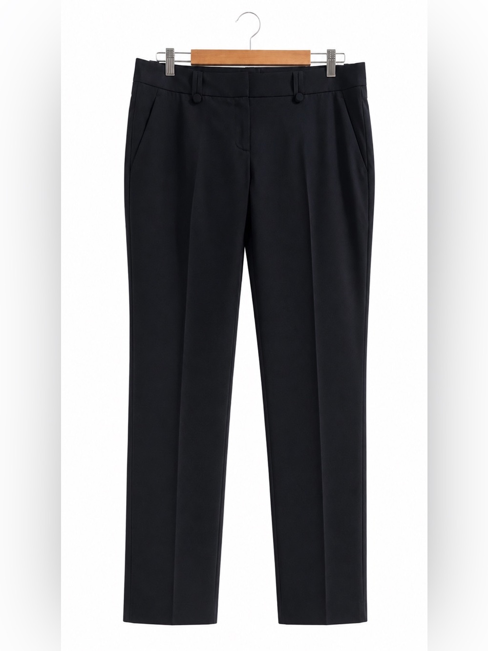 Theory Navy Blue Wool Blend Tailored Straight Leg Pants Size 12 Made USA
